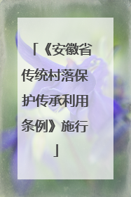 《安徽省传统村落保护传承利用条例》施行