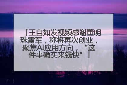 王自如发视频感谢董明珠雷军，称将再次创业，聚焦AI应用方向，“这件事确实来钱快”