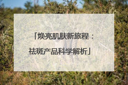 焕亮肌肤新旅程：祛斑产品科学解析