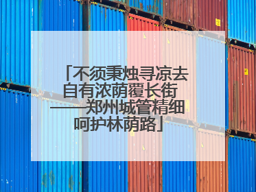 不须秉烛寻凉去 自有浓荫覆长街——郑州城管精细呵护林荫路