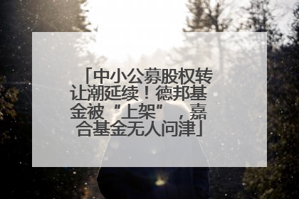 中小公募股权转让潮延续！德邦基金被“上架”，嘉合基金无人问津
