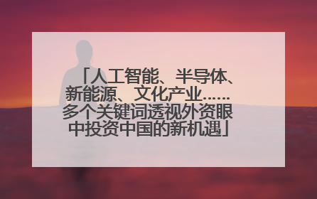 人工智能、半导体、新能源、文化产业……多个关键词透视外资眼中投资中国的新机遇