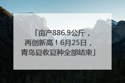 亩产886.9公斤，再创新高！6月25日，青岛夏收夏种全部结束
