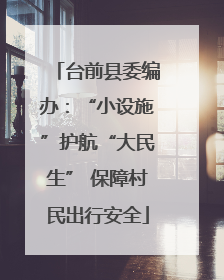 台前县委编办：“小设施”护航“大民生” 保障村民出行安全