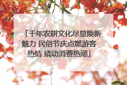 千年农耕文化尽显焕新魅力 民俗节庆点燃游客热情 撬动消费热潮