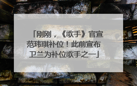 刚刚,《歌手》官宣范玮琪补位!此前宣布卫兰为补位歌手之一
