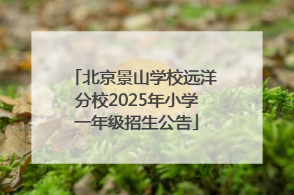 北京景山学校远洋分校2025年小学一年级招生公告