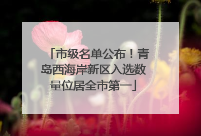 市级名单公布！青岛西海岸新区入选数量位居全市第一