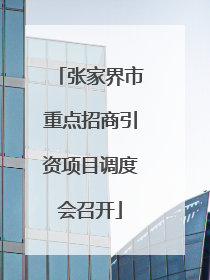 张家界市重点招商引资项目调度会召开