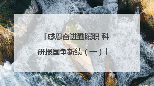感恩奋进勤履职 科研报国争新绩（一）