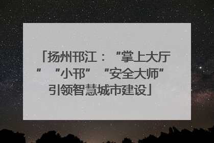 扬州邗江：“掌上大厅”“小邗”“安全大师”引领智慧城市建设