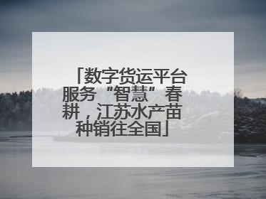 数字货运平台服务“智慧”春耕，江苏水产苗种销往全国