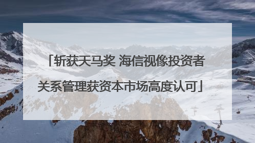 斩获天马奖 海信视像投资者关系管理获资本市场高度认可