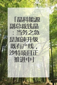 晶科能源副总裁钱晶：当务之急是加速升级既有产线，沙特项目正推进中