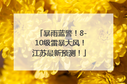 暴雨蓝警！8-10级雷暴大风！江苏最新预测！