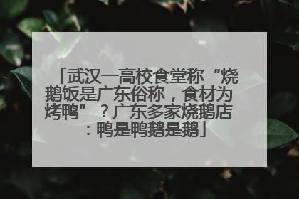 武汉一高校食堂称“烧鹅饭是广东俗称，食材为烤鸭”？广东多家烧鹅店：鸭是鸭鹅是鹅