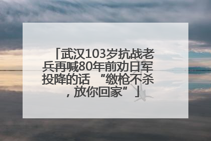 武汉103岁抗战老兵再喊80年前劝日军投降的话 “缴枪不杀，放你回家”