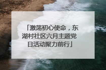 激荡初心使命，东湖村社区六月主题党日活动聚力前行