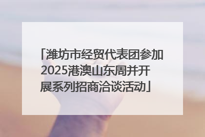 潍坊市经贸代表团参加2025港澳山东周并开展系列招商洽谈活动