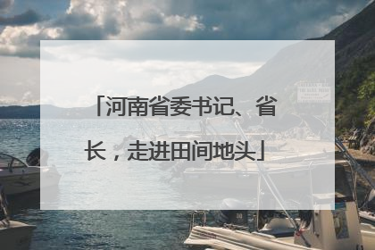 河南省委书记、省长，走进田间地头
