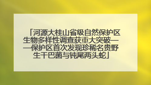 河源大桂山省级自然保护区生物多样性调查获重大突破——保护区首次发现珍稀名贵野生干巴菌与钝尾两头蛇