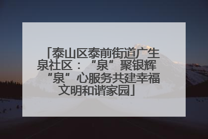 泰山区泰前街道广生泉社区：“泉”聚银辉“泉”心服务共建幸福文明和谐家园