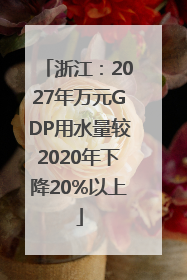 浙江：2027年万元GDP用水量较2020年下降20%以上
