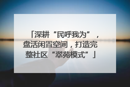 深耕“民呼我为”，盘活闲置空间，打造完整社区“翠苑模式”