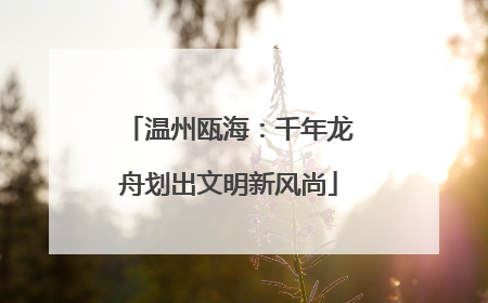 温州瓯海：千年龙舟划出文明新风尚