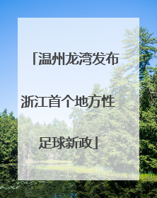 温州龙湾发布浙江首个地方性足球新政