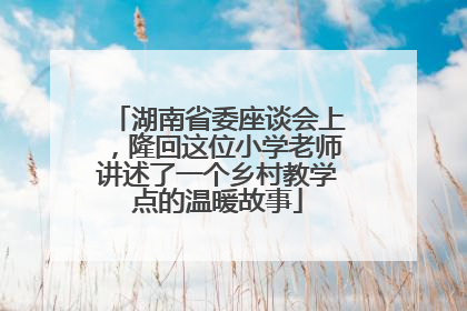 湖南省委座谈会上，隆回这位小学老师讲述了一个乡村教学点的温暖故事