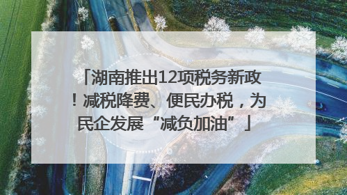 湖南推出12项税务新政！减税降费、便民办税，为民企发展“减负加油”