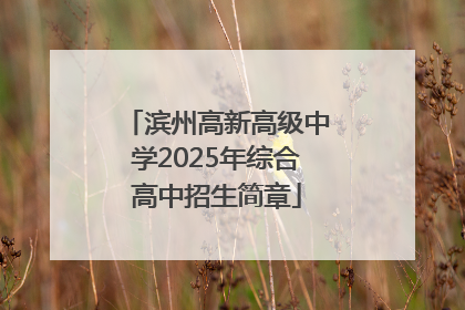 滨州高新高级中学2025年综合高中招生简章