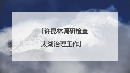 许昆林调研检查太湖治理工作