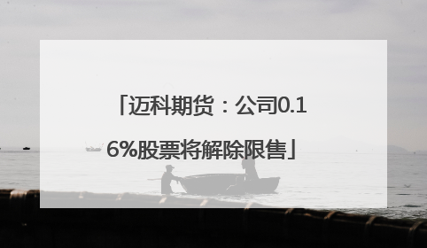 迈科期货：公司0.16%股票将解除限售