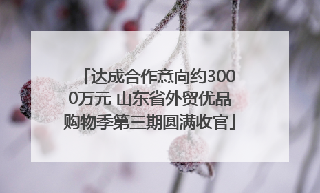 达成合作意向约3000万元 山东省外贸优品购物季第三期圆满收官