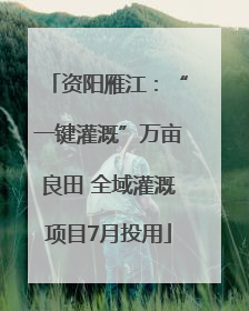资阳雁江：“一键灌溉”万亩良田 全域灌溉项目7月投用