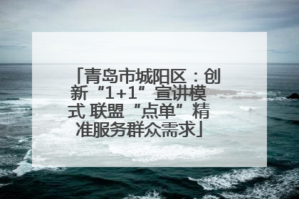 青岛市城阳区：创新“1+1”宣讲模式 联盟“点单”精准服务群众需求