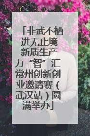 非武不栖 进无止境 新质生产力“智”汇常州创新创业邀请赛（武汉站）圆满举办