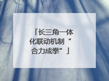 长三角一体化联动机制“合力成拳”