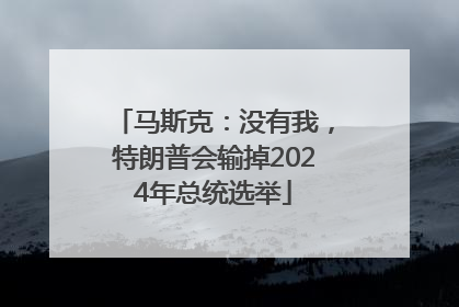 马斯克：没有我，特朗普会输掉2024年总统选举