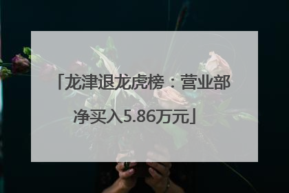 龙津退龙虎榜：营业部净买入5.86万元