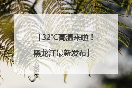 32℃高温来啦！黑龙江最新发布