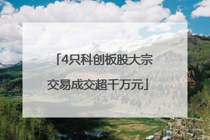 4只科创板股大宗交易成交超千万元